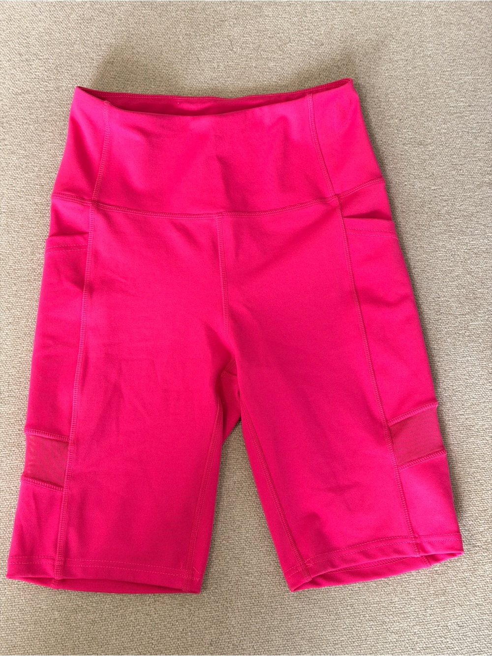 Nicole Miller Sport Hot Pink High-Waist Bike Shorts with Side Pockets